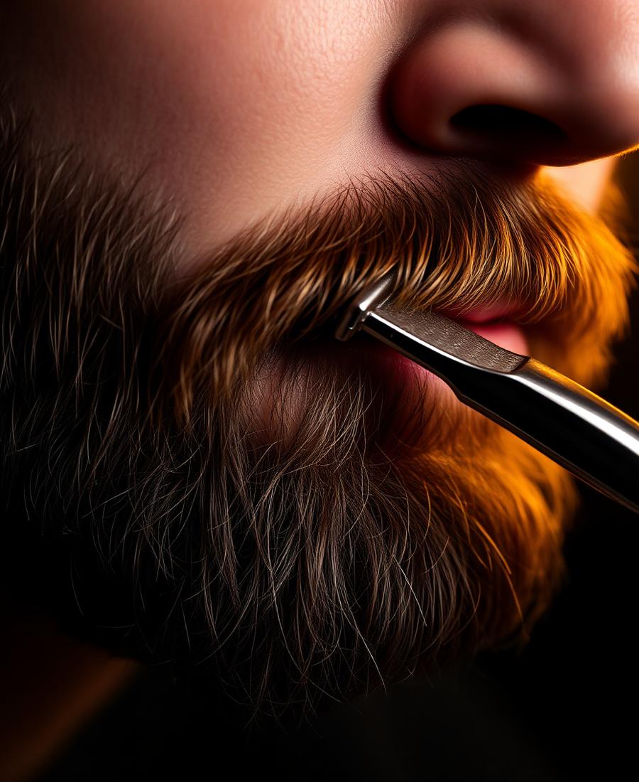 Straight razor beard lineup detail